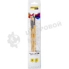 Набор кистей Silwerhof Color (набор 3шт) щетина круглая №2,4,6, деревянная ручка