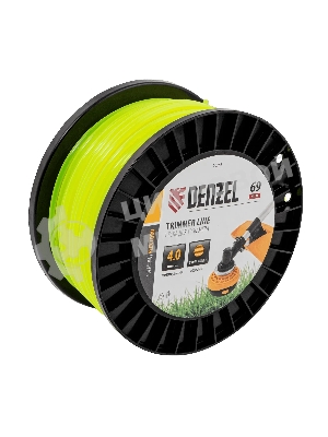 Леска для триммера Denzel круглая, 4,0мм х 69м, на DIN катушке FLEX CORD