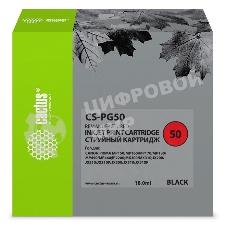 Картридж струйный Cactus CS-PG50 черный (18 мл) для Canon Pixma MP150/MP160/MP170/MP180/MP450/MP460/iP2200/MX300/MX310/JX200/JX210/JX210p/JX500/JX510/JX510P