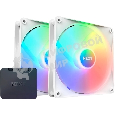 Вентилятор для корпуса Case Cooler NZXT F140 RGb Core Twin Pack (140x140x25мм, 4-pin PWM, RGb, 89.48CFM, 32.5dBA, 1800RPM, белый, 2pcs)