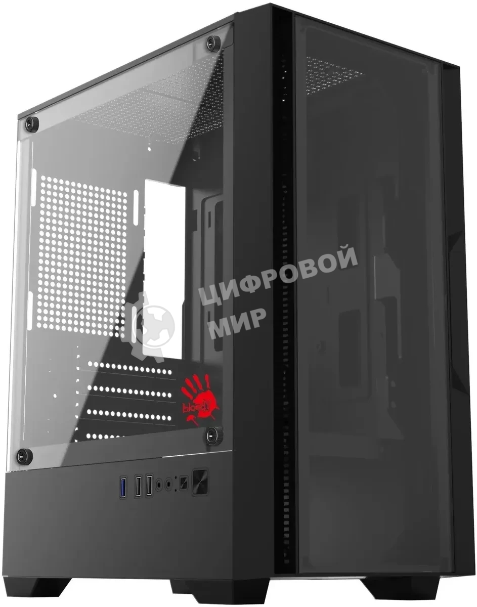 Компьютерный корпус Bloody CC-123 черный без БП mATX 8x120мм 2xUSB2.0 1xUSB3.0 audio bott PSU