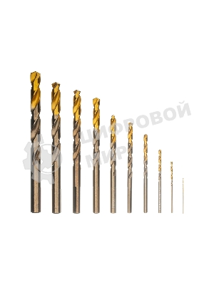 Набор сверл по металлу Denzel 1-10 мм, Р6М5К8-TiN, Golden Tip, 10 шт
