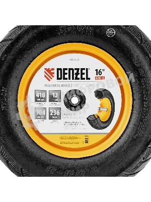 Колесо пневматическое бескамерное Denzel 16х4.00-8 D410мм, d20мм, длина оси 104мм