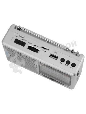 Радиоприемник портативный Hyundai H-PSR160 серебристый USB microSD