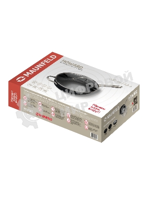 Глубокая сковорода Maunfeld HOWARD MDP30LCL15 из облегченного чугуна со стеклянной крышкой, 30 см