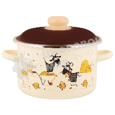 Кастрюля Appetite 6RD181M Подворье с крышкой, цилиндрическая, эмалированная сталь 3 л