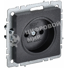Розетка 1-местная IEK BRITE РС10-1-0-БрЧ (BR-R10-10-K02) без заземления, без защитных шторок, 10А, черный
