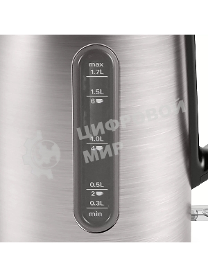 Чайник электрический Bosch TWK4P440 1.7 л, 2400 Вт, нержавеющая сталь/черный (корпус: нержавеющая сталь)