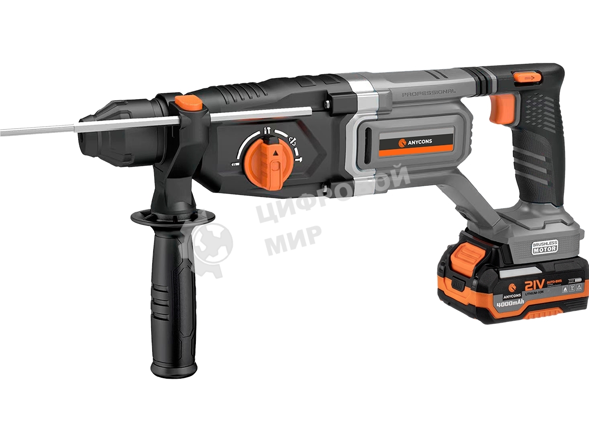 Бесщеточный перфоратор Anycons AC-H509 SDS+, 2,8 Дж, 21В, 2 акб, AC-H5092