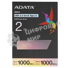 Флешка USB ADATA Elite UE800 (AELI-UE800-2T-CSG), 2Тb, USB 3.2/TypeC, R/W 1000/1000, серый