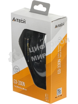 Мышь беспроводная A4Tech G3-330N черный, 1200 dpi, радиоканал, USB, кнопки - 3