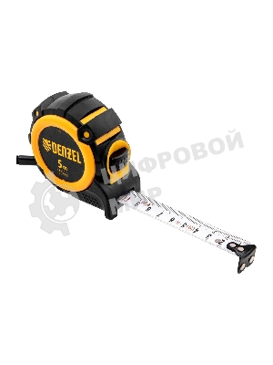 Рулетка Denzel 5м х 19мм, автоматич. фиксац., нейлон. покрытие, магнит. зацеп, двухстор. разметка