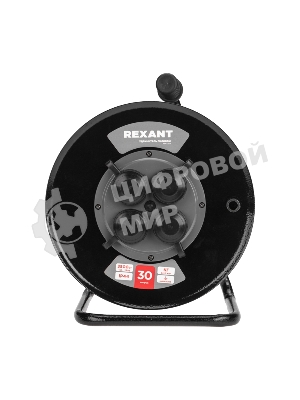 Удлинитель силовой Rexant КГ на катушке 4 гнезда, с/з, 30 м, 3х1,5 мм², IP44 c защитными крышками, металлическая катушка