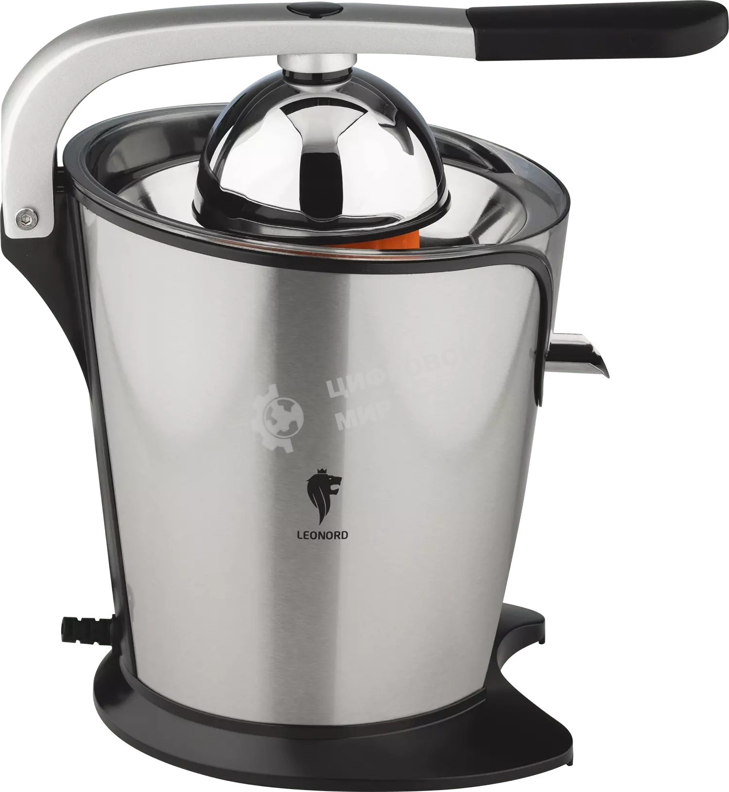 Соковыжималка LEONORD LE-1727 серебристый/черный, цитрусовая, 250 Вт, механическое