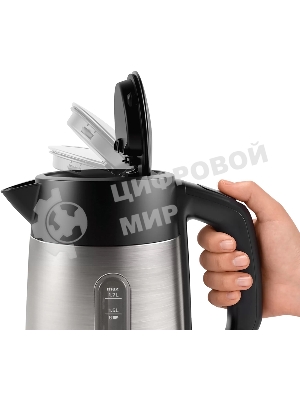 Чайник электрический Bosch TWK4P440 1.7 л, 2400 Вт, нержавеющая сталь/черный (корпус: нержавеющая сталь)