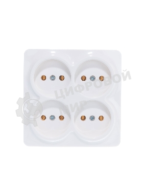 Розетка 4-м ОП 10А IP20 квадрат. без заземл. белый IONICH 1448