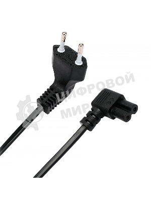 Кабель питания Cablexpert PC-184A-VDE-1.8M CEE 7/16-C7, 2x0.75мм2, 2.5А, VDE, угл.разъемы, 1.8м, черный, пакет
