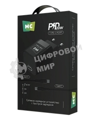 Сетевое зарядное устройство MORE CHOICE (4620202555847) NC86a 1Type-C 3.0A PD 20W для Type-C Type-C, черный