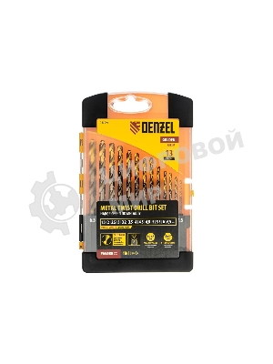 Набор сверл по металлу Denzel 1,5-6,5мм, Р6М5К8-TiN, Golden Tip, 13 шт