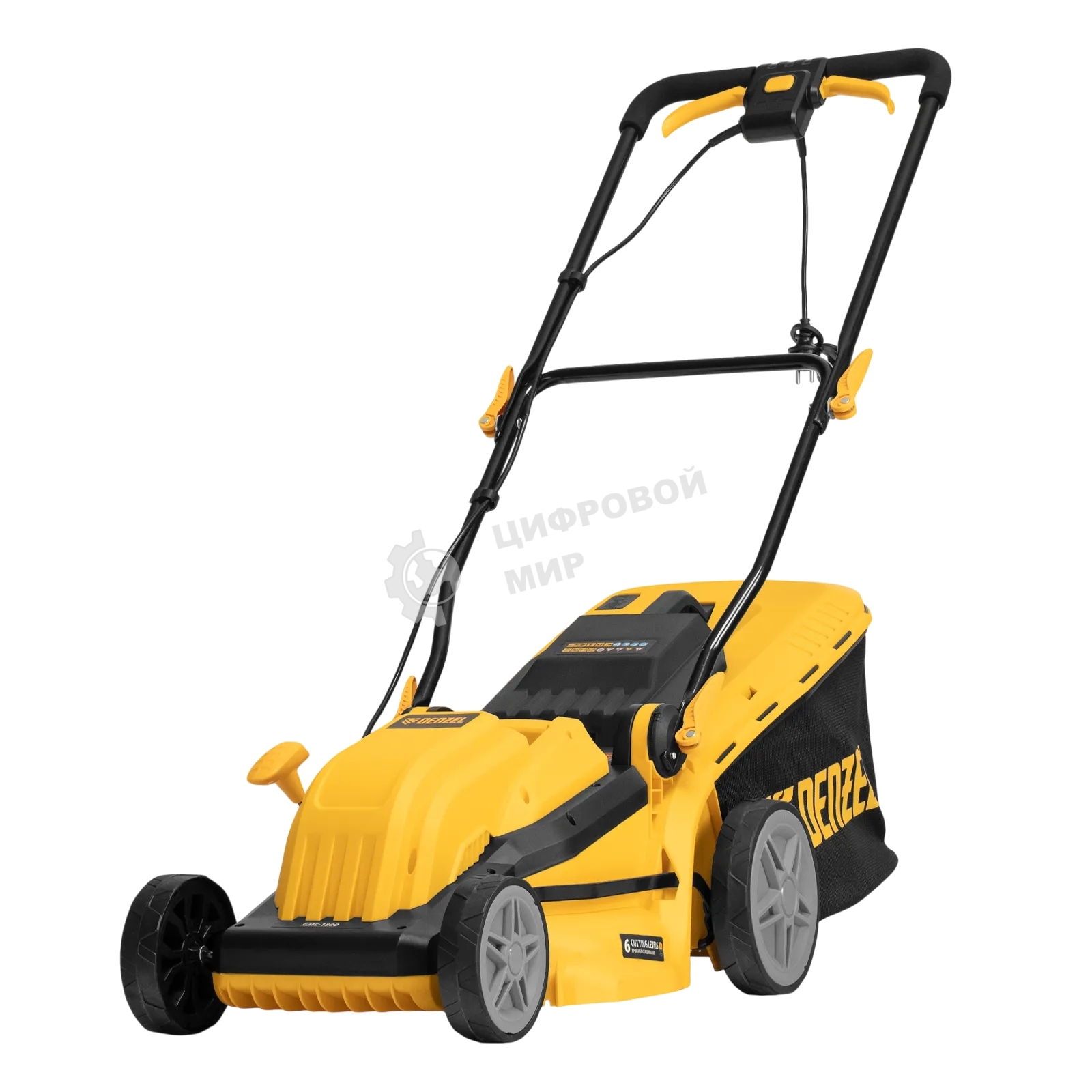 Газонокосилка электрическая Denzel GMC-1800, шир. 38см, 1800 Вт, 6 уров., травосб. 35 л