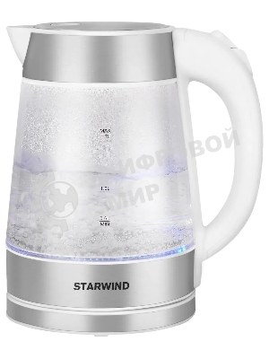 Чайник электрический Starwind SKG2011 1.7 л, 2200 Вт, белый/серебристый (корпус: стекло)