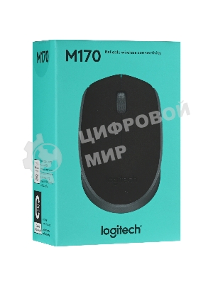 Мышь беспроводная Logitech M170 черный/темно-серый, 1000 dpi, радиоканал, USB, кнопки - 3