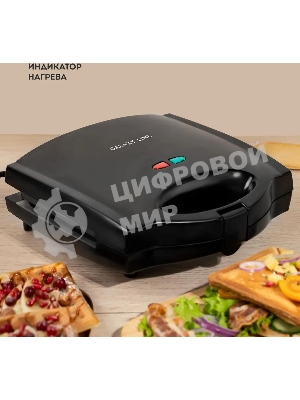 Сэндвич-тостер Galaxy Line GL 2959, черный, со съемными пластинами, 800 Вт