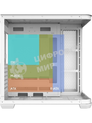 Корпус без блока питания Raijintek ATREUS BT7, Midi-Tower, TG, 7x120мм ARGB, 2xUSB-A 3.0 + 1xUSB Type-C , E-ATX, ATX, mATX, mITX White