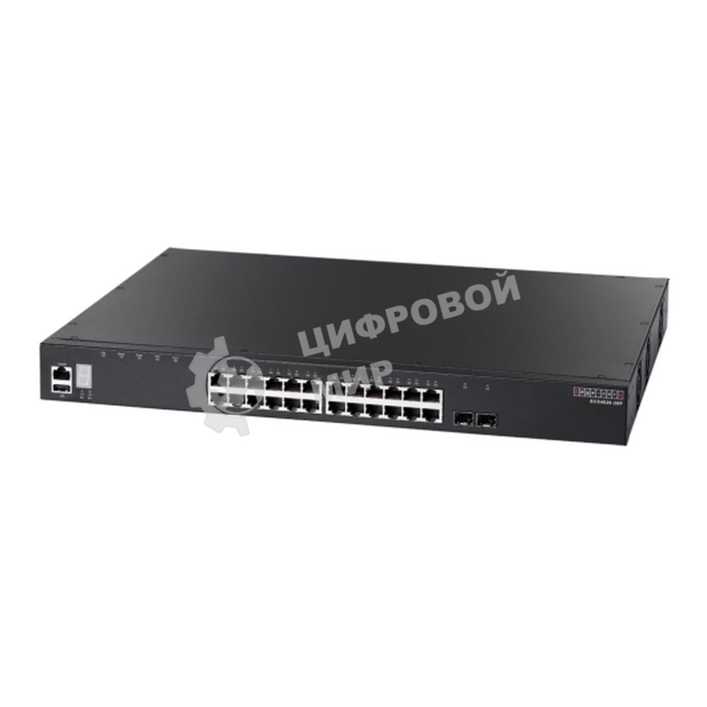 Коммутатор ECS4620-28P Edge-corE 24 x GE + 2 x 10G SFP+ ports + 1 x expansion slot (for dual 10G SFP+ ports) L3 Stackable Switch, w/1 x RJ45 console port, 1 x USB type A storage port, RPU connector, Stack up to 4 units,PoE Budget max. 410W