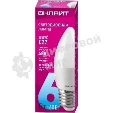 Лампа светодиодная ОНЛАЙТ 61129 OLL-C37-6-230-6.5K-E27-FR