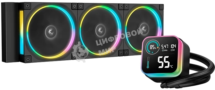 Система жидкостного охлаждения Deepcool LQ360 Ultra ARGb Soc-AM5/AM4/1200/1700/1851 черный 4-pin 38.71dB Al LCD 350W 1840gr Ret (R-LQ360-BKASMC-G-1)