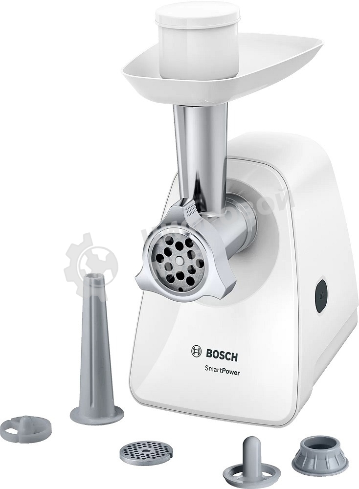 Мясорубка электрическая Bosch MFW2520W белый, 1500 Вт, 1.7 кг/мин, насадки - 4