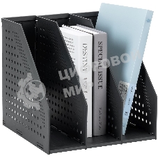 Лоток вертикальный Deli 78995DK-GREY 3 отд. складной для бумаг A4 250х256х243мм темно-серый, пластик