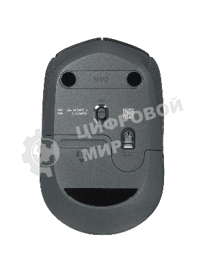 Мышь беспроводная Logitech M170 черный/темно-серый, 1000 dpi, радиоканал, USB, кнопки - 3