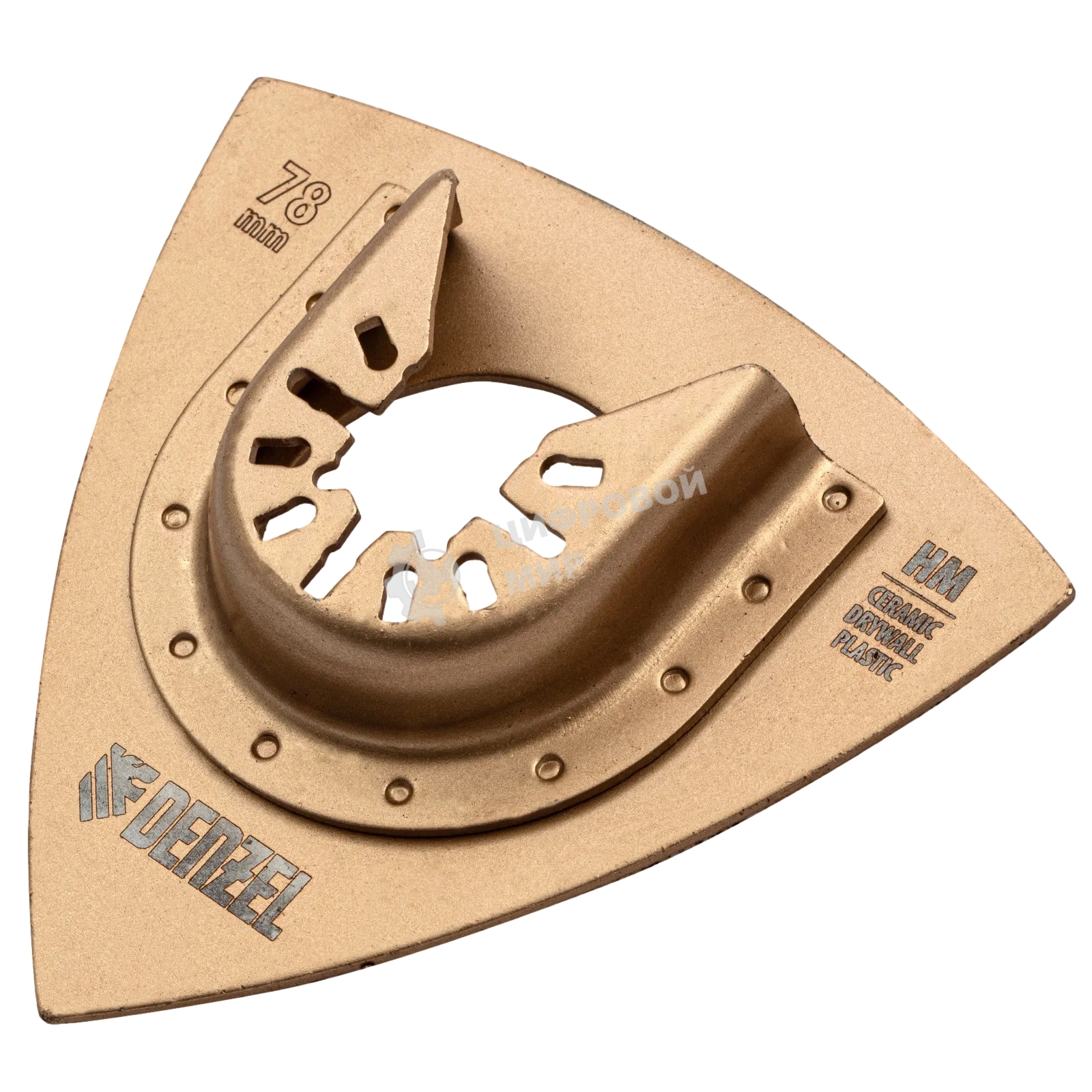 Насадка для МФИ Denzel шлифовальная дельтовидная, HM, по плитке и дереву, 78 мм