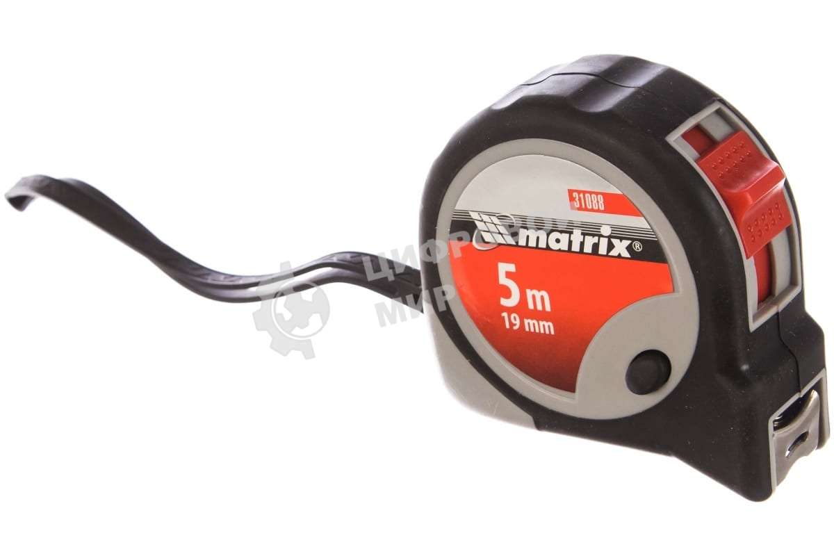 Рулетка Matrix continuous fixation 5мх19мм обрезиненный корпус плавная фиксация
