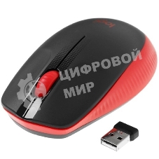 Мышь беспроводная Logitech M190 черный/красный, 1000 dpi, радиоканал, USB, кнопки - 3