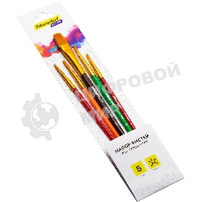 Набор кистей Silwerhof Color, синтетика (набор 5шт) синтетика круглая №3/плоская №2,6,14/овальная №1