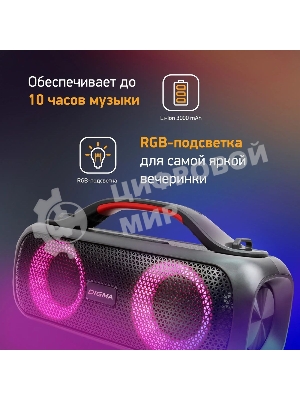 Колонка портативная Digma D-PS1531 черный/черный 40W 2.0 BT 10м 3000mAh