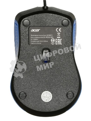 Мышь проводная Acer OMW011 черный/синий, 1200 dpi, USB, кнопки - 3