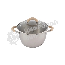 Кастрюля Mallony Fortuna нержавеющая сталь, 3,3 л, с крышкой, матовый корпус, ручки с силиконом (007219)