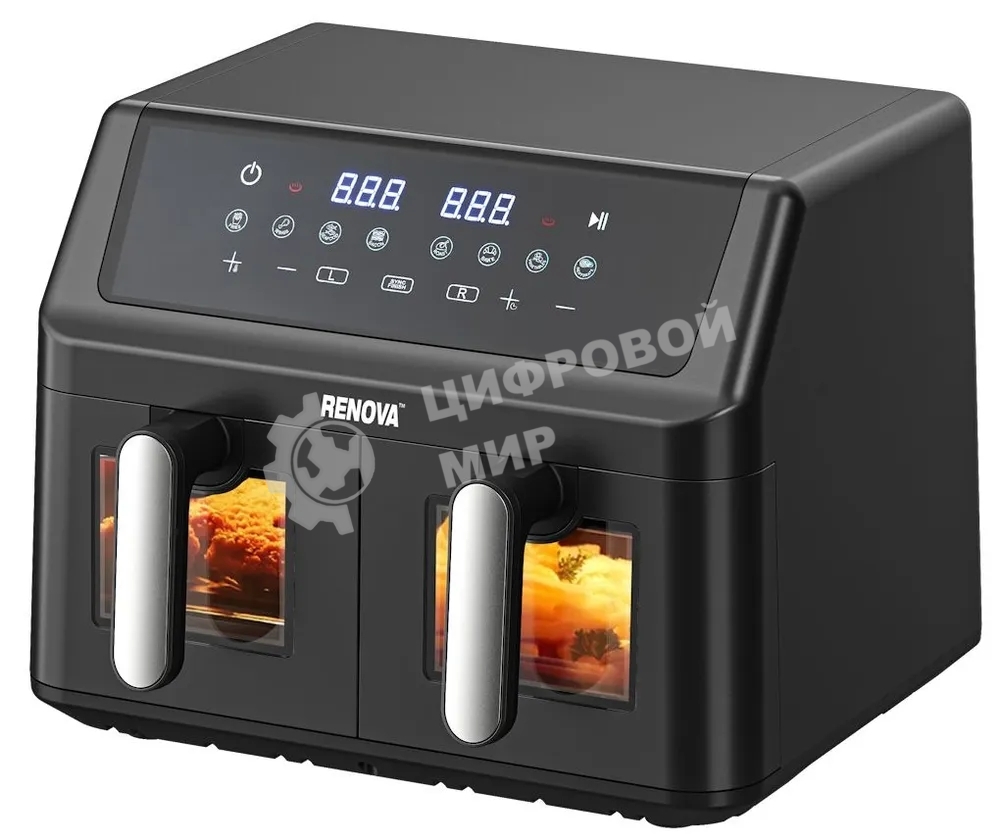 Аэрогриль Renova AF5-DTB2 черный, 2000 Вт, 9 л, сенсор, 8 программ