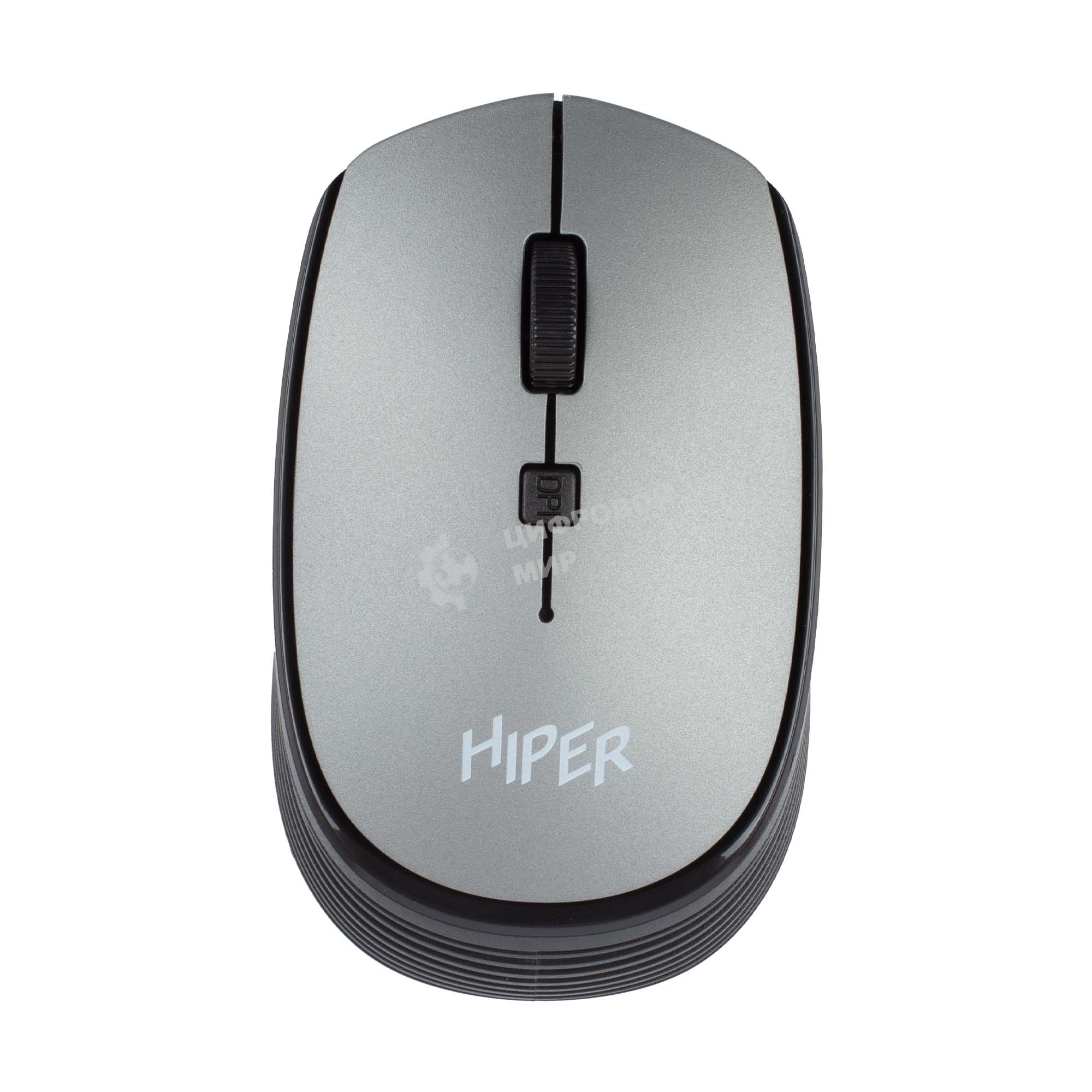 Мышь беспроводная HIPER HOMW-081 серый, 1600 dpi, радиоканал, USB, кнопки - 4