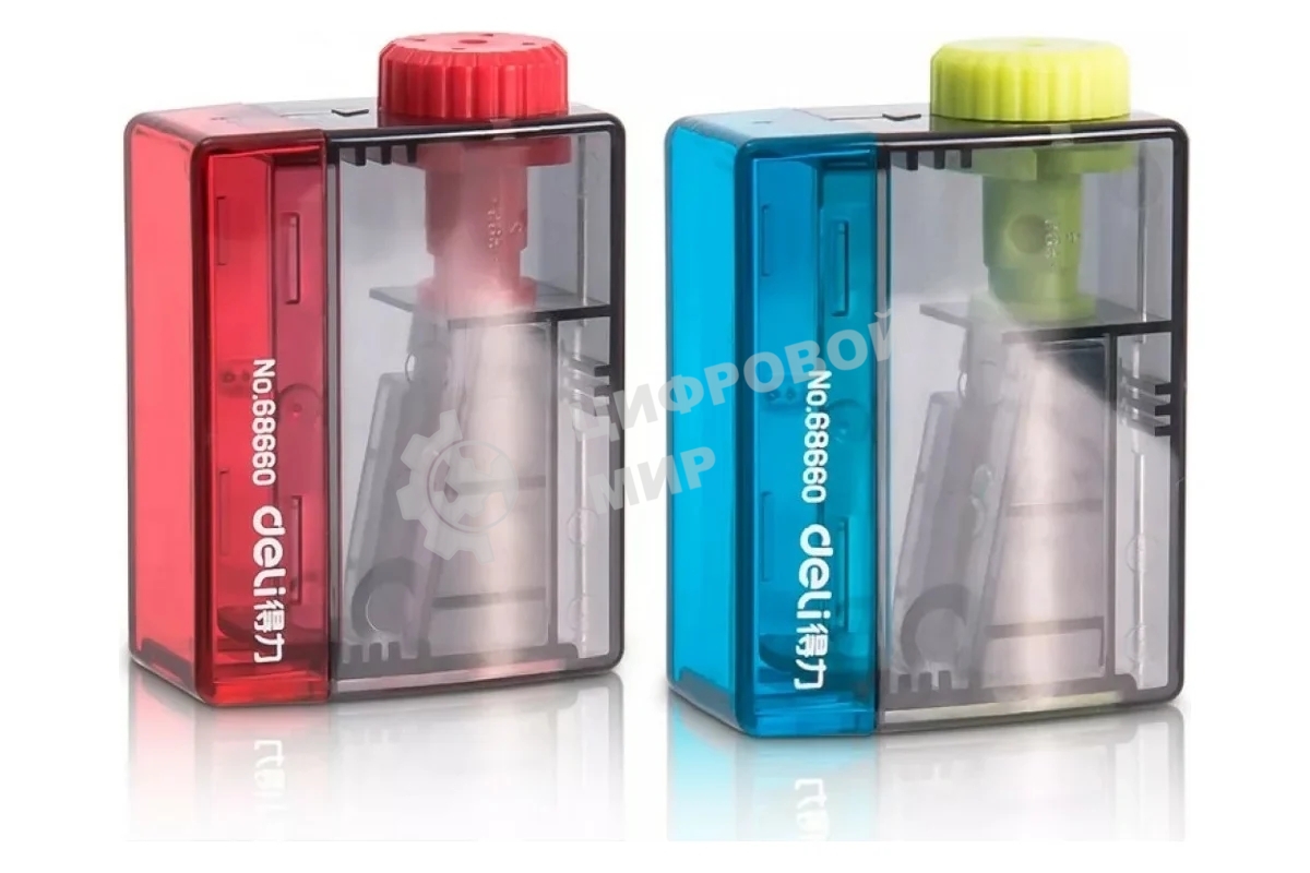 Точилка для карандашей ручная Deli 68660, 1 отверстие, пластик, ассорти (упаковка: 12шт)