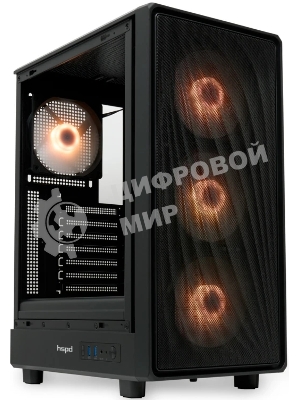 Компьютерный корпус HSPD M510, Mesh Mid Tower, черный, TG, 0.5 SPCC, 4x120мм ARGB ATX, mATX, mITX 180/280/160мм 1x2.5