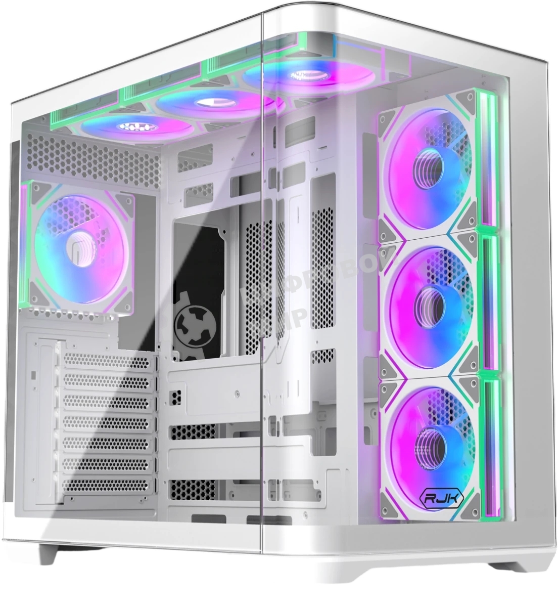 Корпус без блока питания Raijintek ATREUS BT7, Midi-Tower, TG, 7x120мм ARGB, 2xUSB-A 3.0 + 1xUSB Type-C , E-ATX, ATX, mATX, mITX White