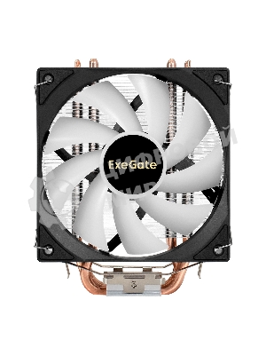 Кулер ExeGate Wizard EXX600-PWM.FRGb (Al+Cu, 6 тепл.трубки, LGA775/1150/1151/1155/1156/1200/1700/1851/AM2/AM2+/AM3/AM3+/AM4/AM5/FM1/FM2/754/939/940, TDP 180W, Fan 120мм PWM, 800-2400RPM, Hydro bearing, 4pin, 11-24db, 540г, FRGb подсветка, с термопастой, на защелках, Color Box)