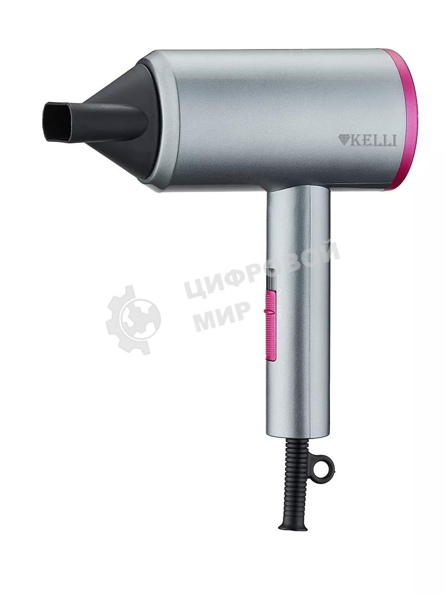 Фен Kelli KL-1101 серебристый/розовый, 2400 Вт