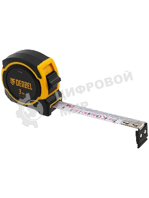 Рулетка Denzel 3м х 16мм, двухкомп. корпус, магнитный обрезиненный зацеп