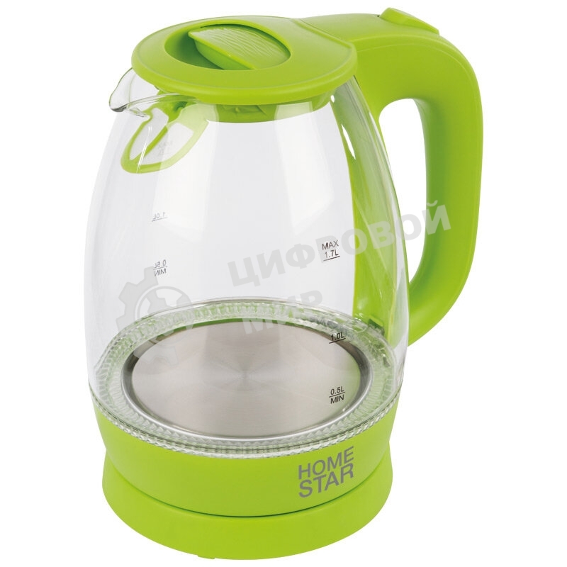 Чайник Homestar HS-1012 1.7 л, стекло, зеленый (003943)